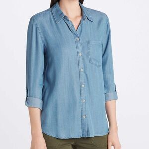 Cosmic Blue Love Heidy Relaxed Button Down Woven Shirt Blue M NWT STITCH FIX
